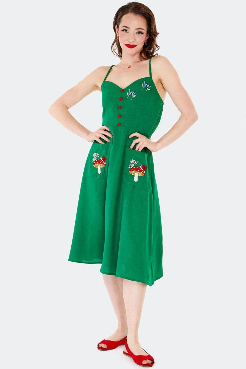 Woodland Embroidery Slip Dress