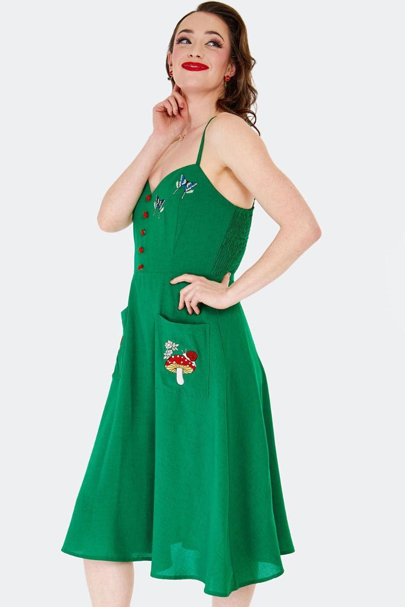 Woodland Embroidery Slip Dress