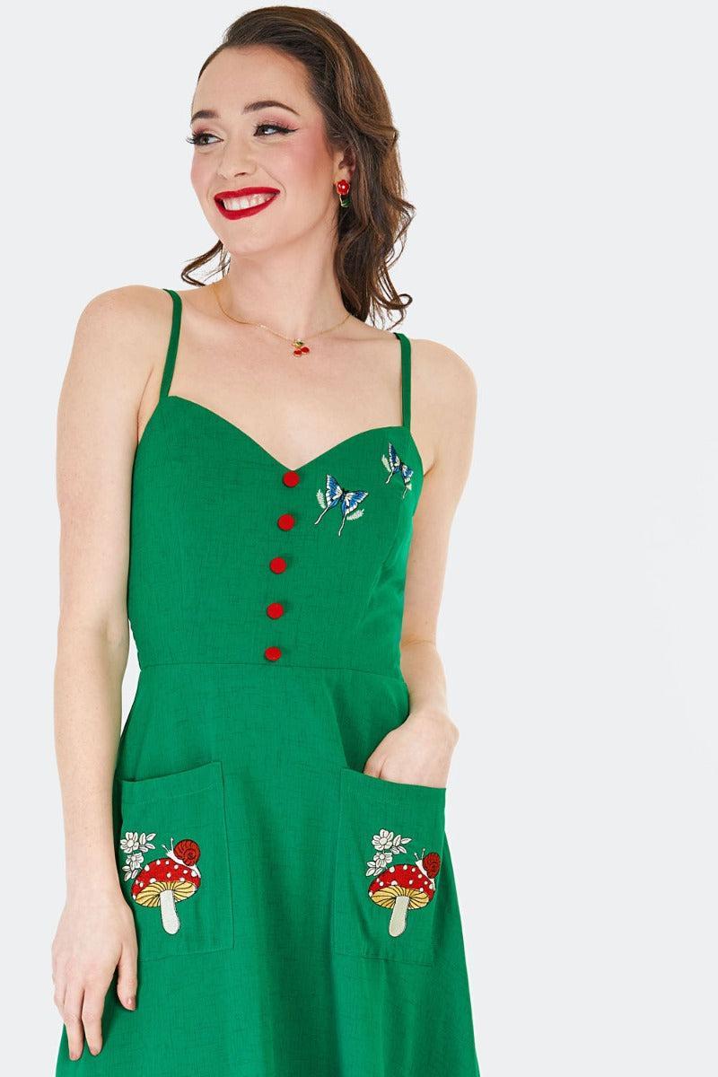 Woodland Embroidery Slip Dress