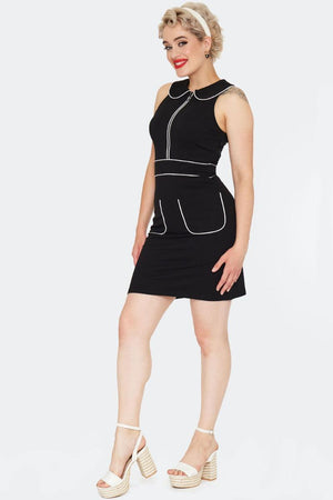 Front Zipper 60s Pocket Dress