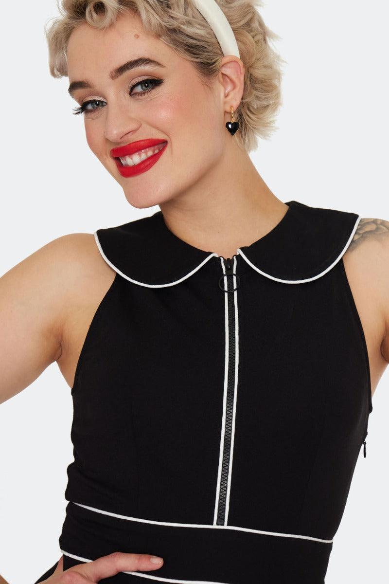 Front Zipper 60s Pocket Dress