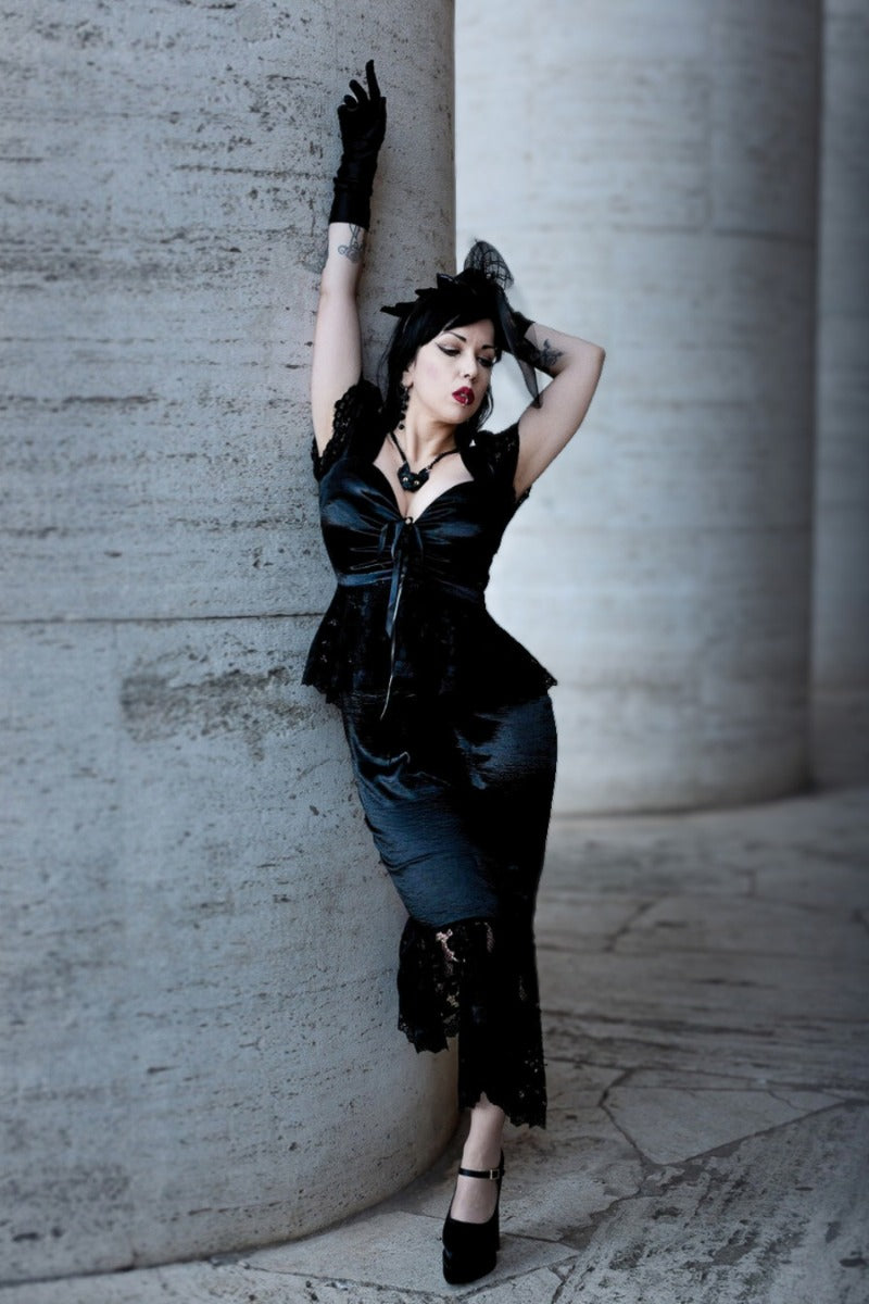 Lace Frill Fishtail Midi Dress