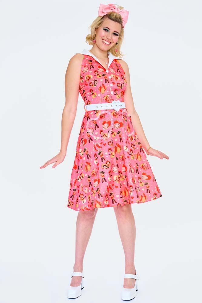 Western Heart Print Flare Dress