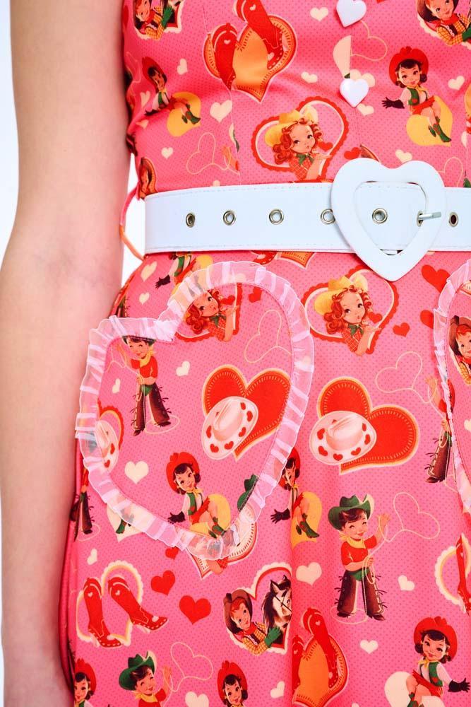 Western Heart Print Flare Dress