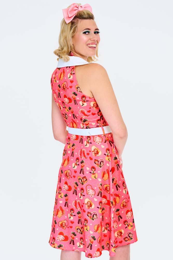 Western Heart Print Flare Dress