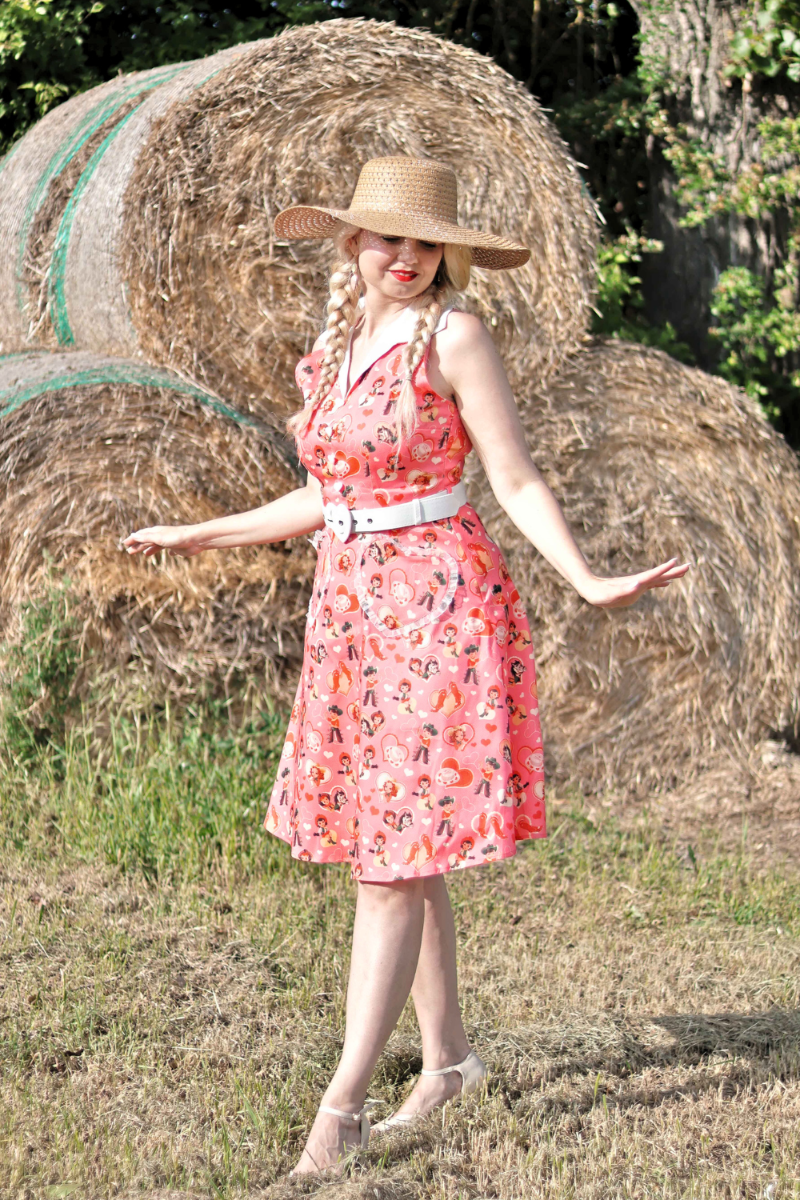 Western Heart Print Flare Dress
