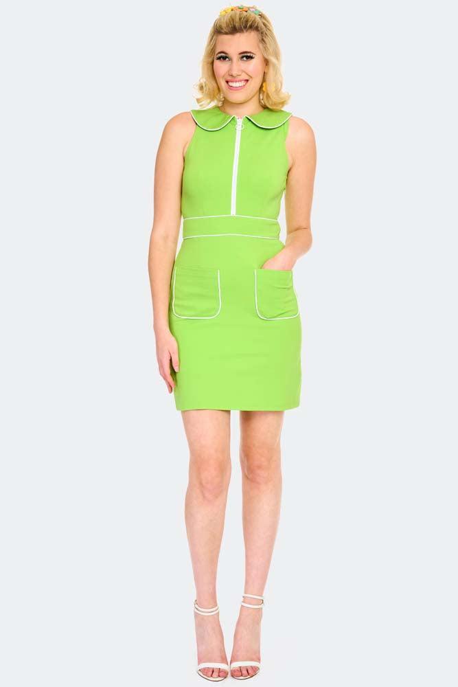 Zip Front Collared Sleeveless Dress