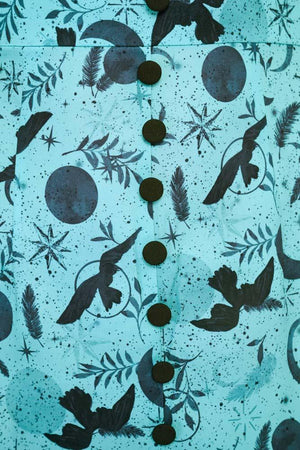 Crow And Moon Print Midi Dress