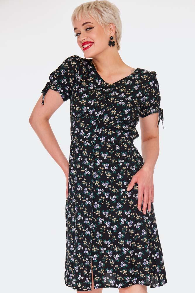 Ditsy Floral Tie Sleeve Dress
