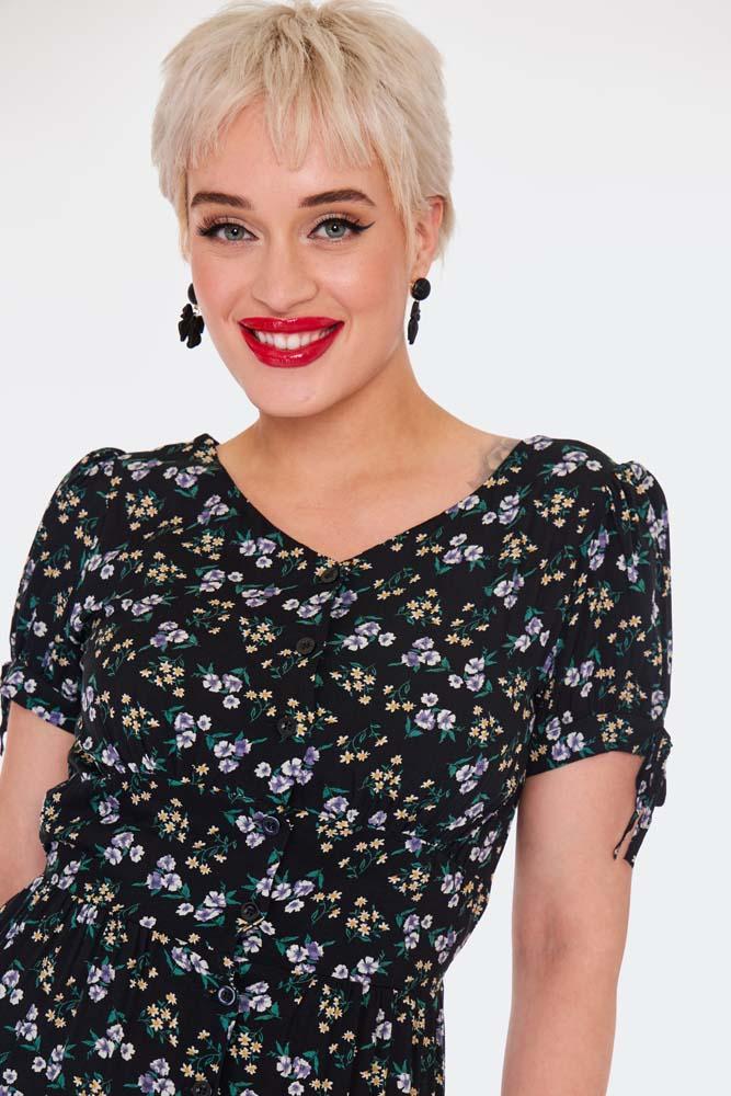 Ditsy Floral Tie Sleeve Dress