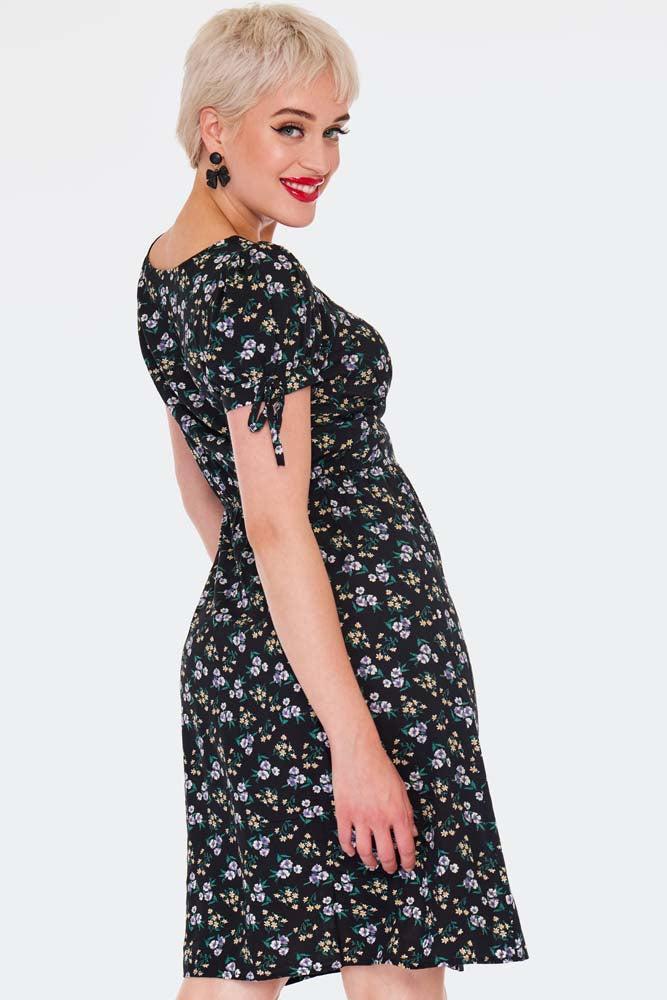 Ditsy Floral Tie Sleeve Dress