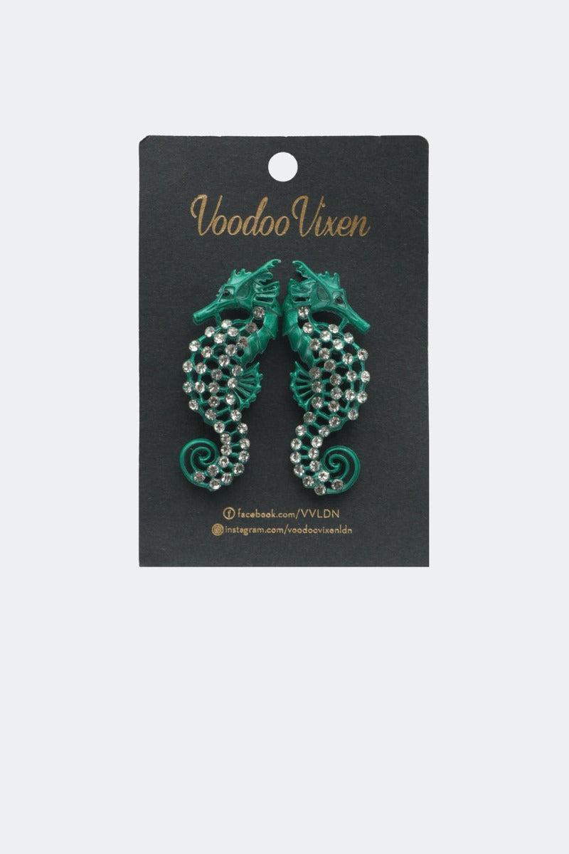 Rhinestone Seahorse Earrings