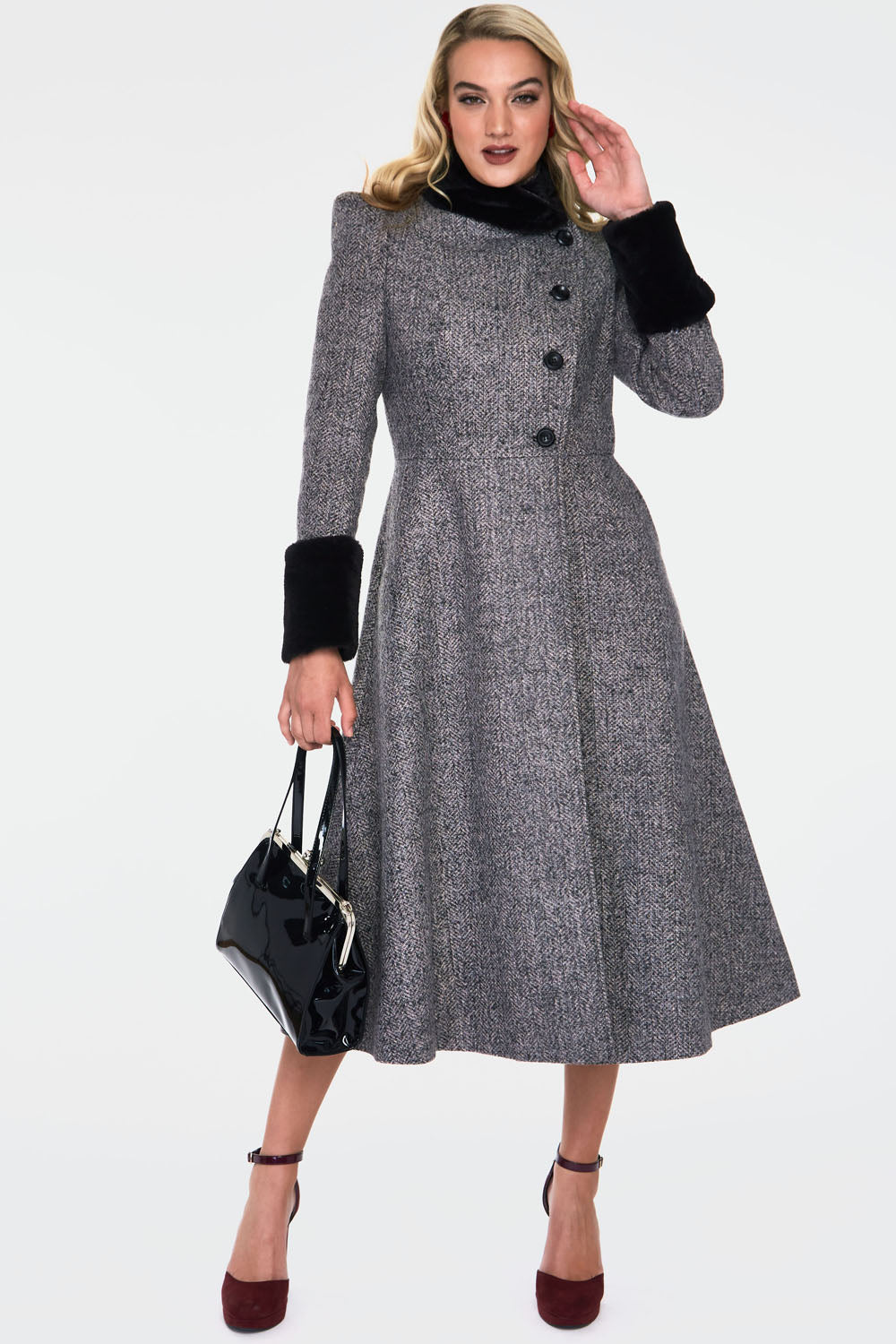Faux Fur Trim Coat