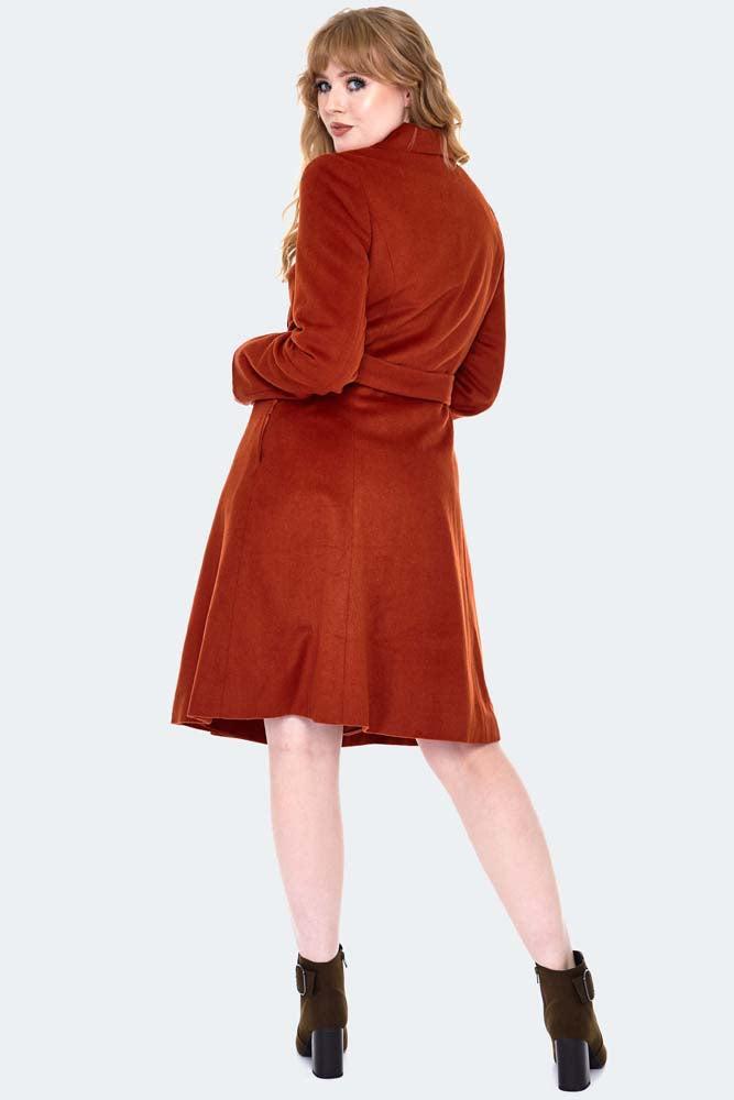 Orange Fitted Coat with Belt