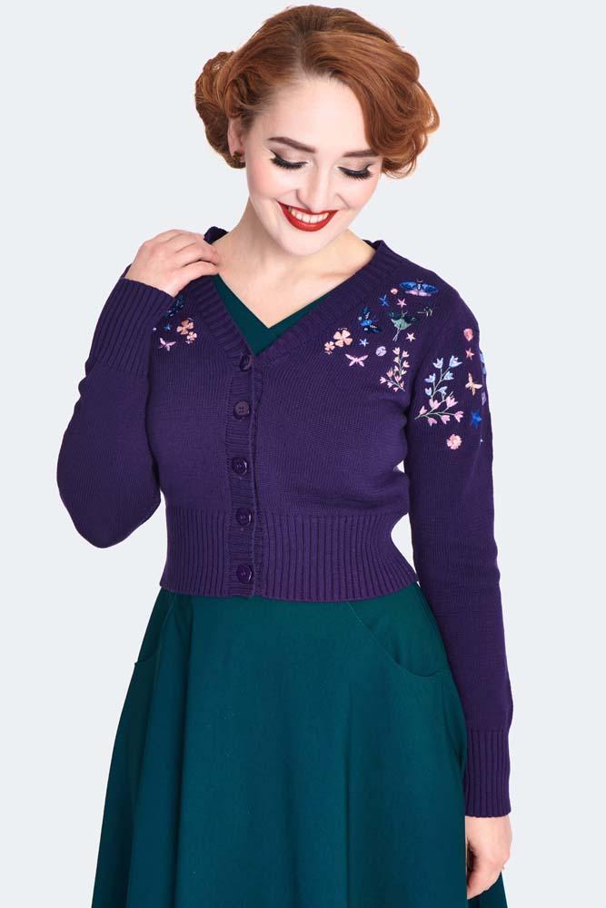 Floral and Butterfly Embroidered Cardigan