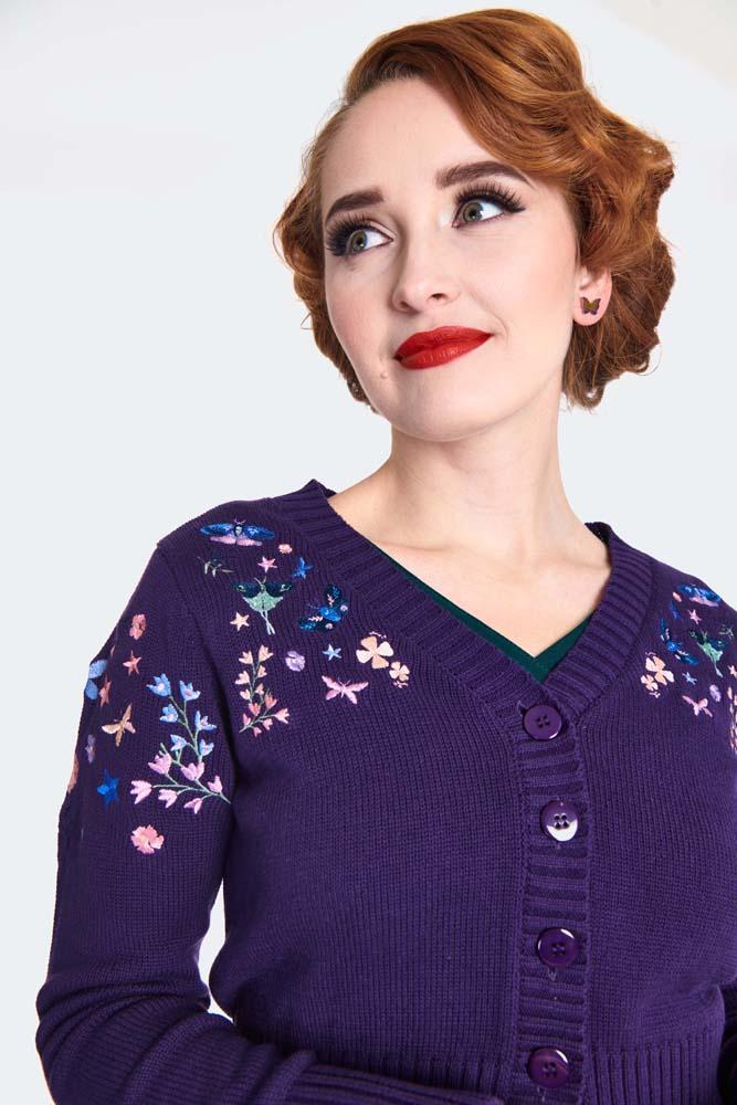 Floral and Butterfly Embroidered Cardigan