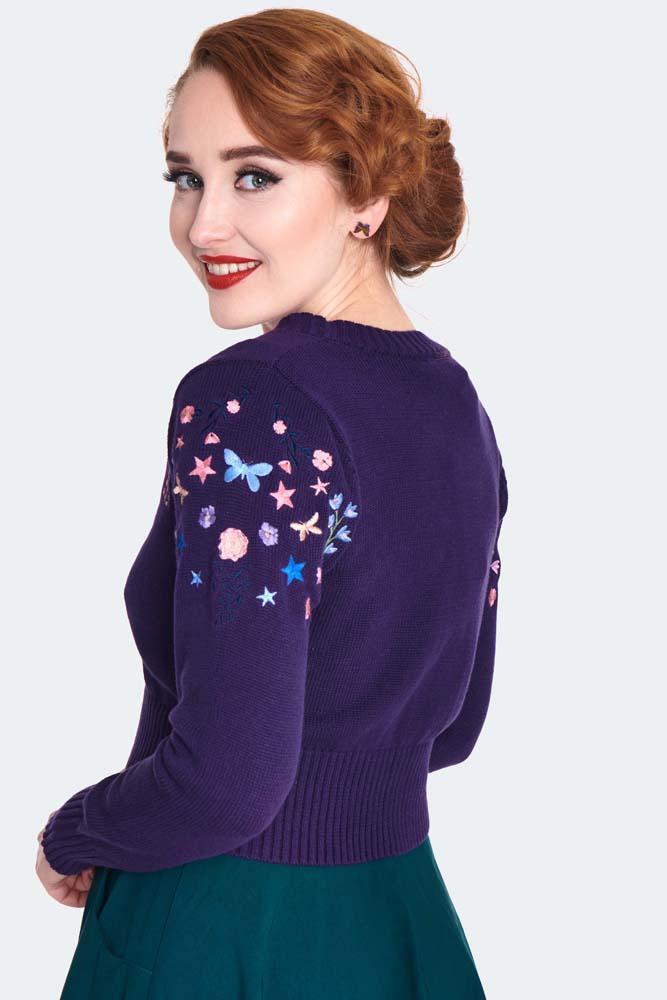 Floral and Butterfly Embroidered Cardigan