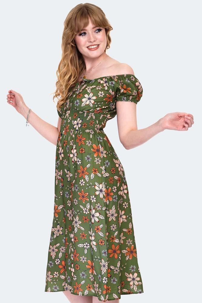 Floral Short Sleeve Flare Dress
