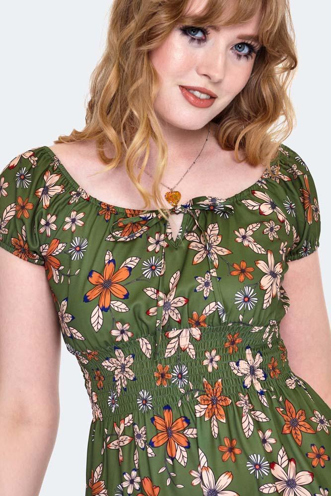 Floral Short Sleeve Flare Dress