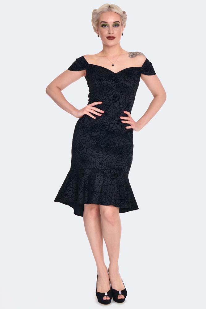 Spider Web Flocked Pencil Dress