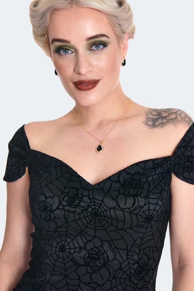 Spider Web Flocked Pencil Dress