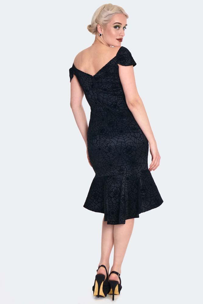 Spider Web Flocked Pencil Dress