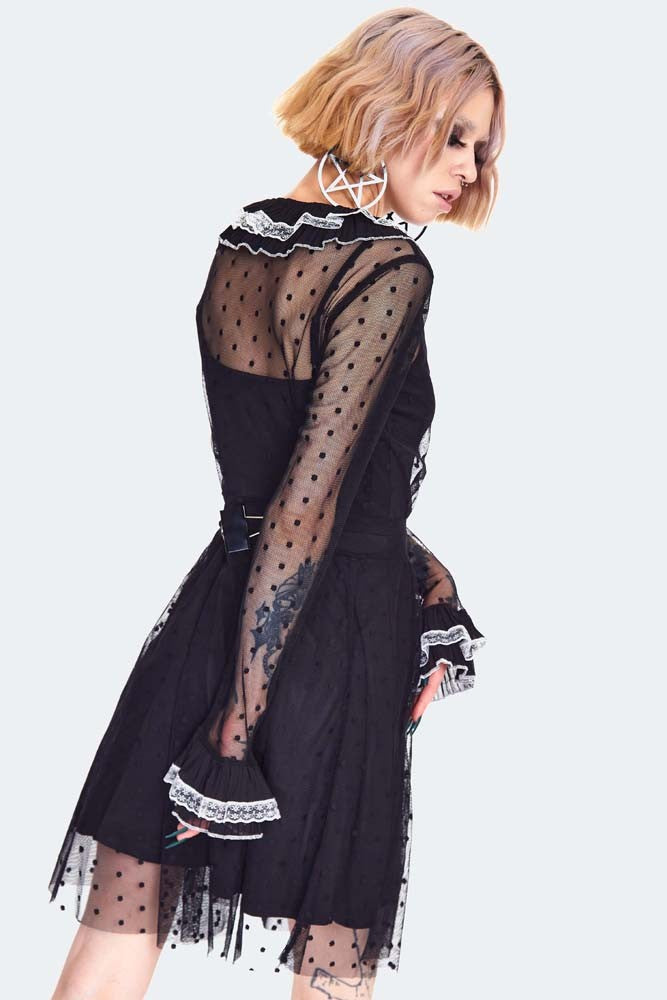 Frilled Collar Mesh Witch Dress