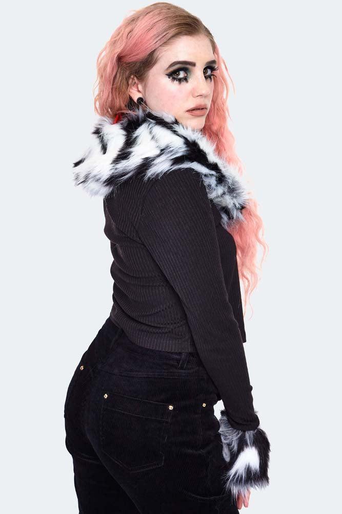 Fur Trim Cropped Cardigan