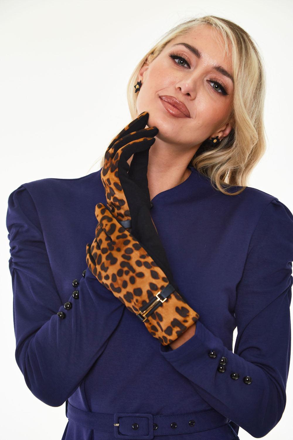 Gina Leopard Buckle Gloves