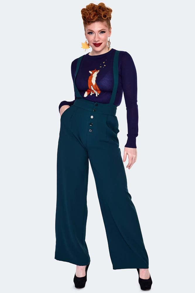 High Waisted Suspender Trousers