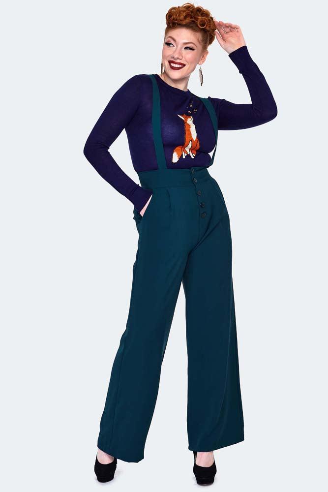 High Waisted Suspender Trousers