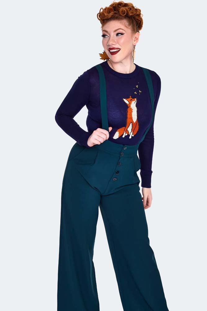 High Waisted Suspender Trousers