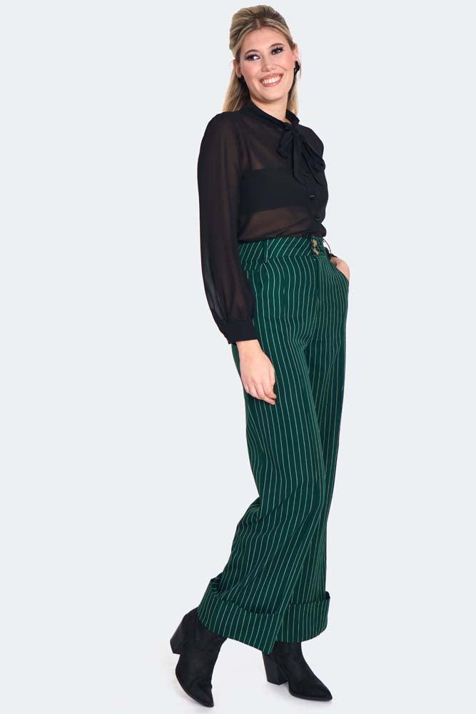 Pinstripe Turn Up Trousers