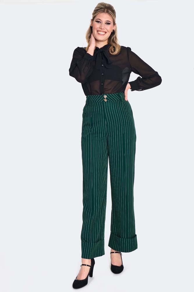 Pinstripe Turn Up Trousers