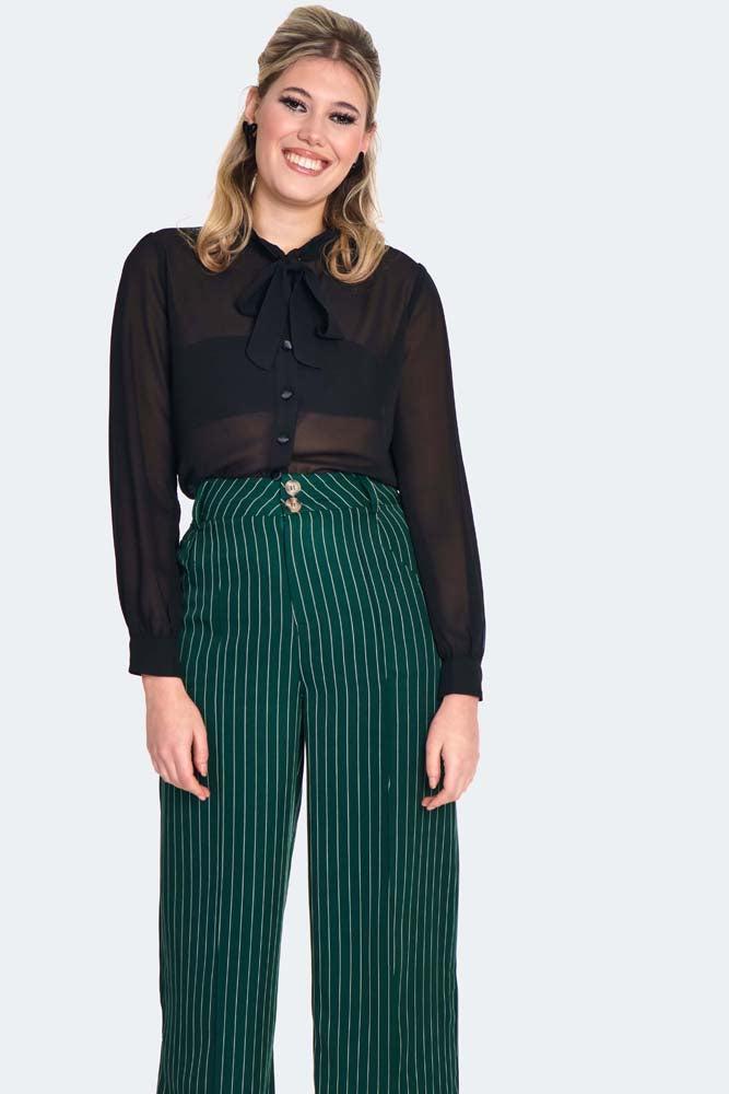 Pinstripe Turn Up Trousers