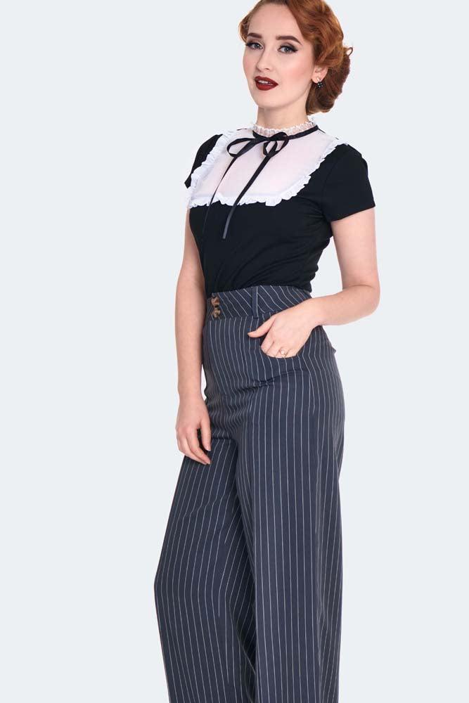 Pinstripe Turn Up Trousers