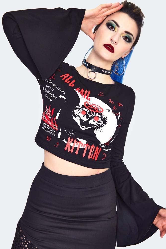 Hail Kitten Flared Sleeve Top