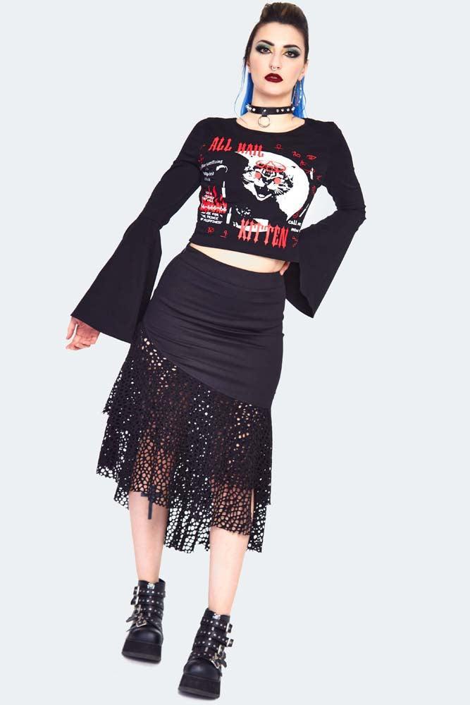 Hail Kitten Flared Sleeve Top