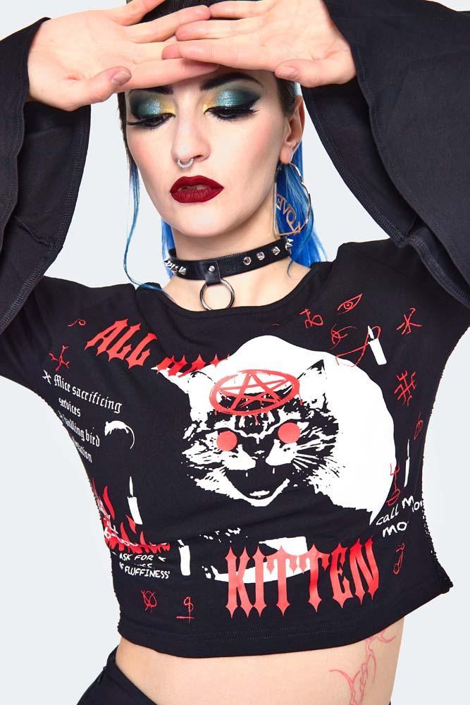 Hail Kitten Flared Sleeve Top