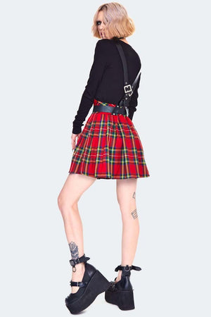 High Waisted Tartan Pleated Skirt