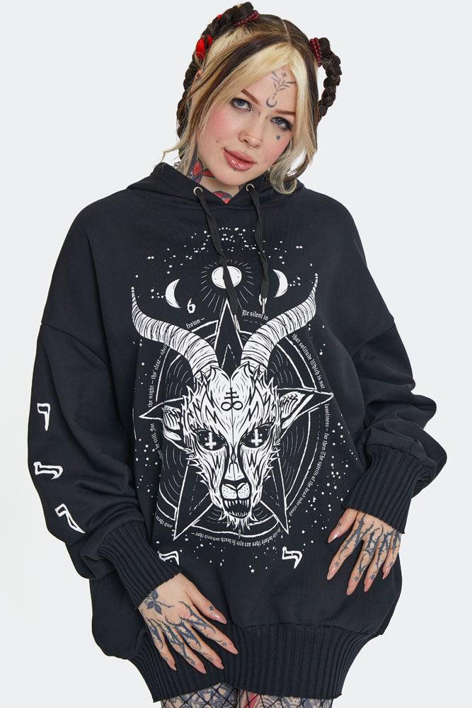 Baphomet Print Oversized Hoodie