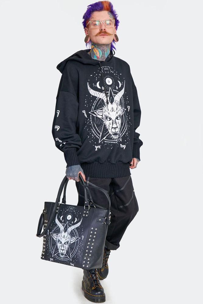 Baphomet Print Oversized Hoodie