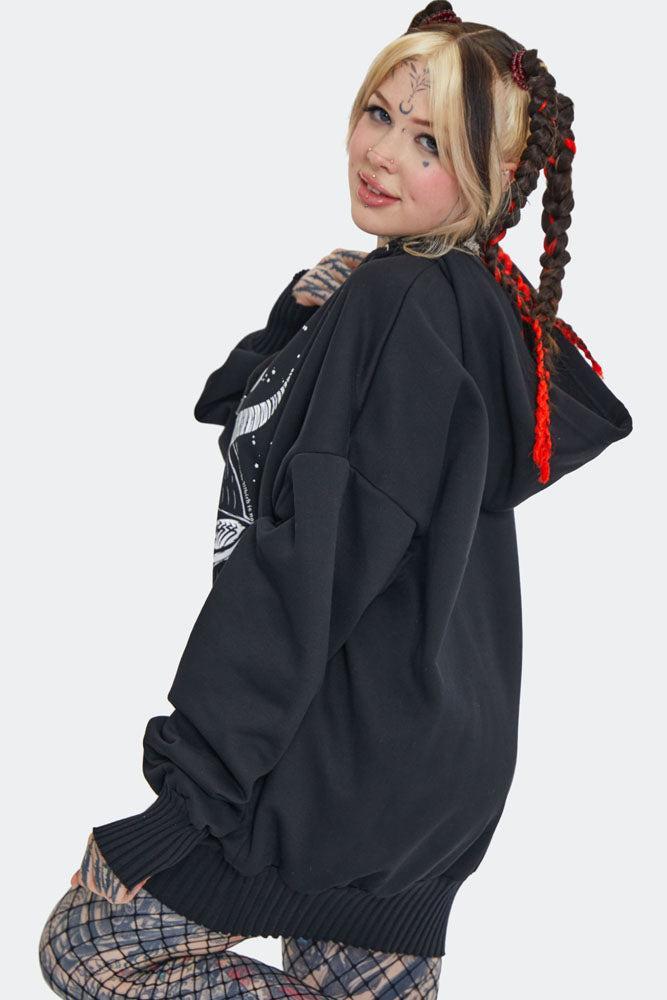 Baphomet Print Oversized Hoodie