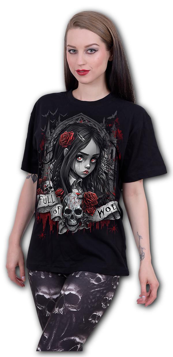 Full Of Woe - Front Print T-Shirt Black