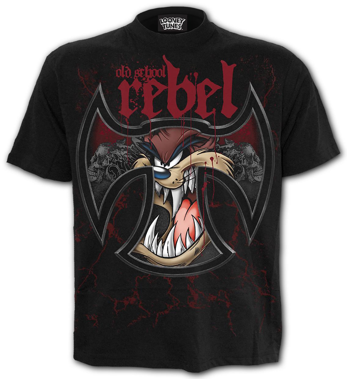 Taz - Old School Rebel - Front Print T-Shirt Black
