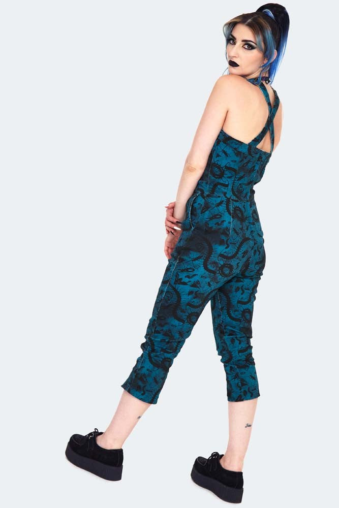 Insect Print Cropped Jumpsuit