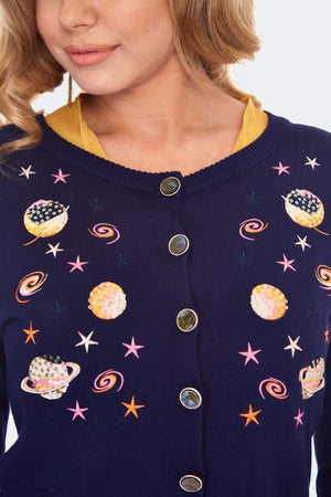 Space Chic Embroidered Cardigan