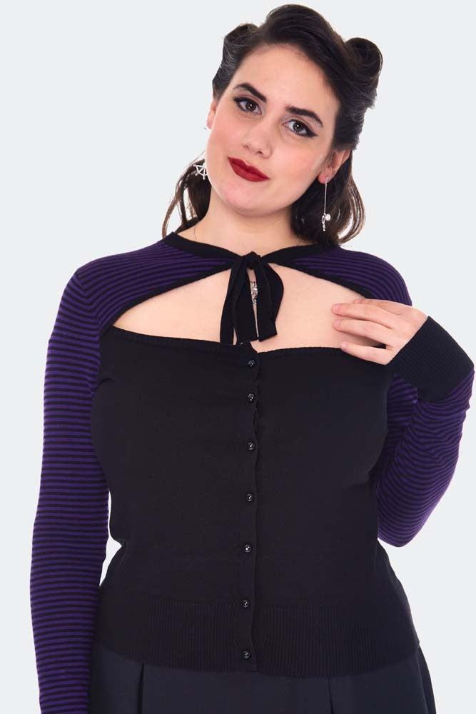 Cut Out Striped Cardigan