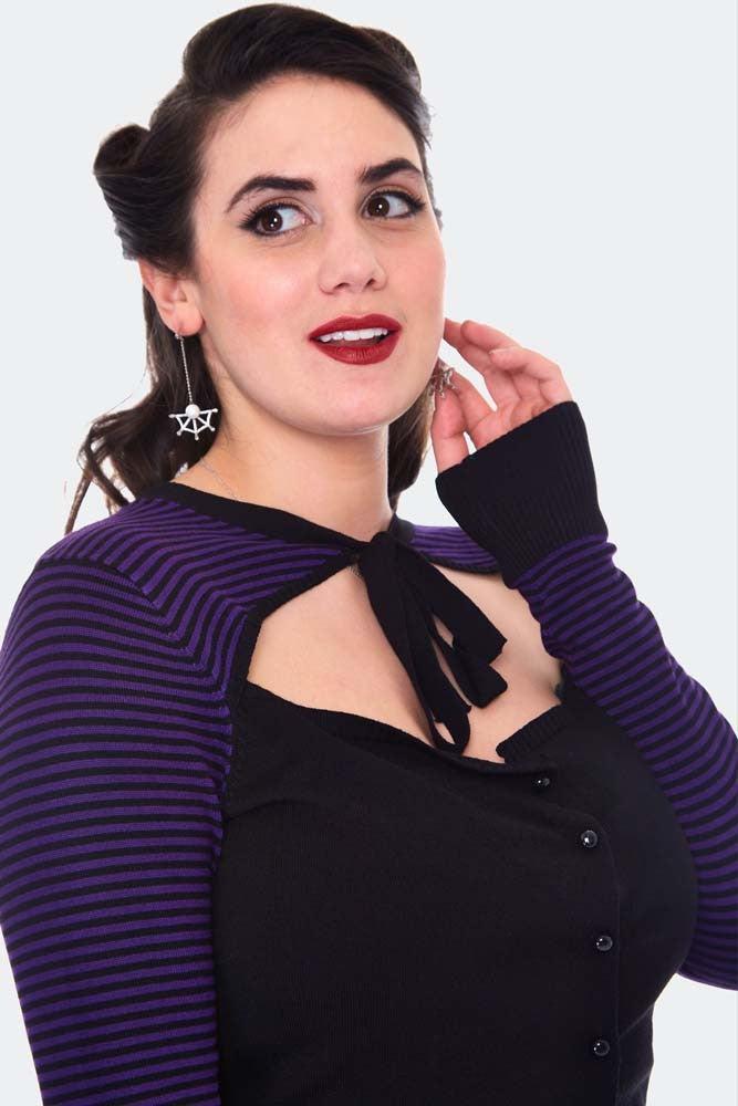 Cut Out Striped Cardigan