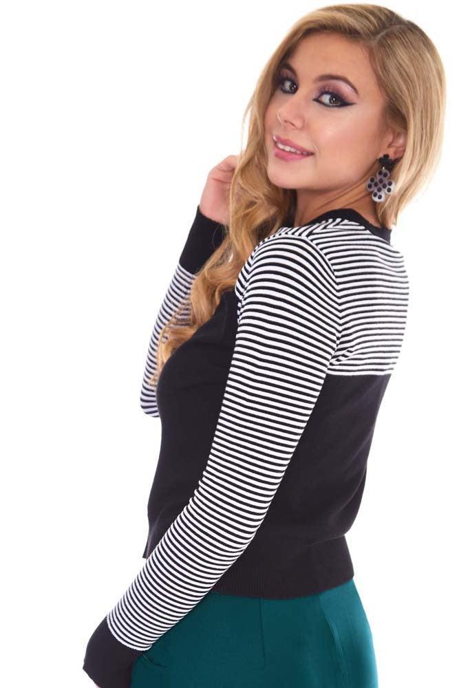 Cut Out Striped Cardigan